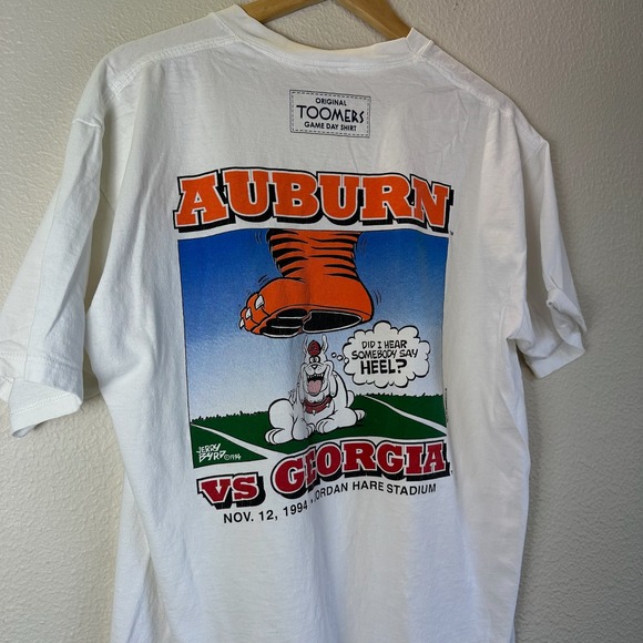 Vintage 1994 Jerzees Auburn vs Georgia T-Shirt Mens XL White Game Day Graphic - Picture 2 of 6